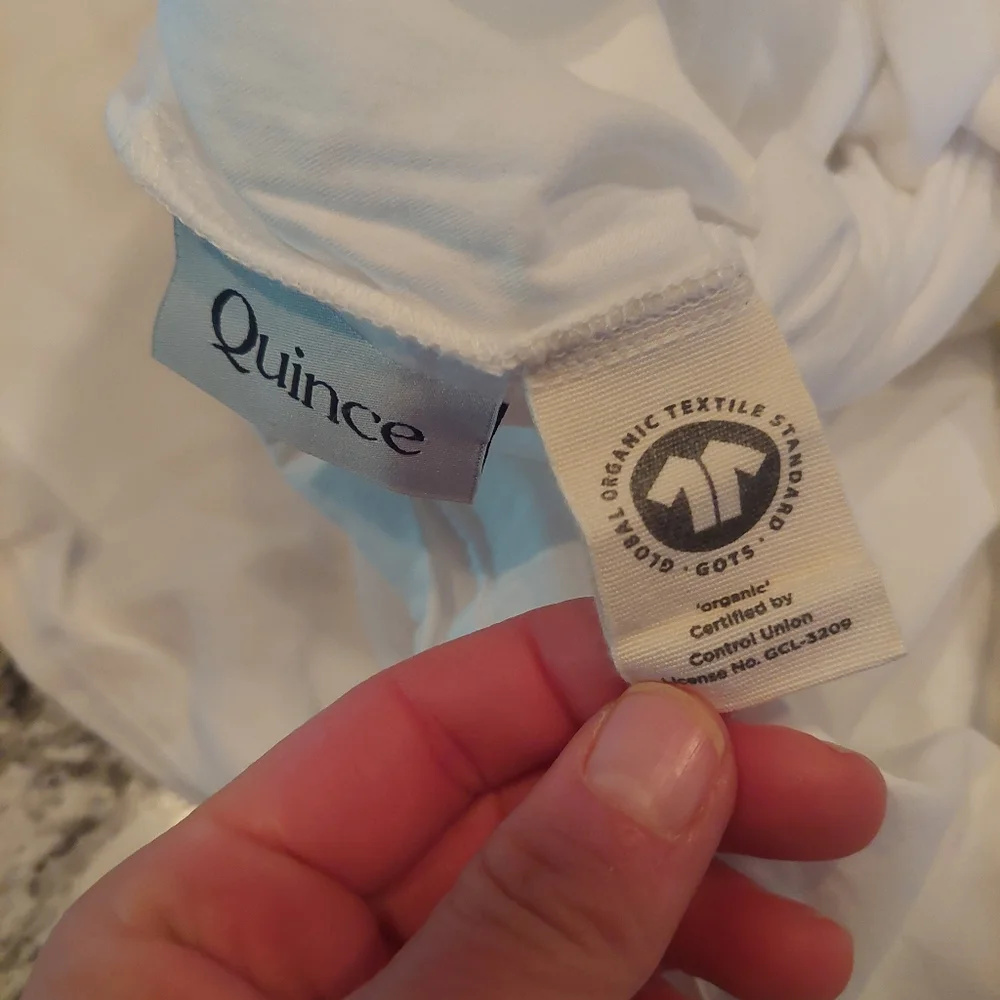 Quince 100% Organic Sateen White Embroidered Cotton White Duvet Cover! King(112)